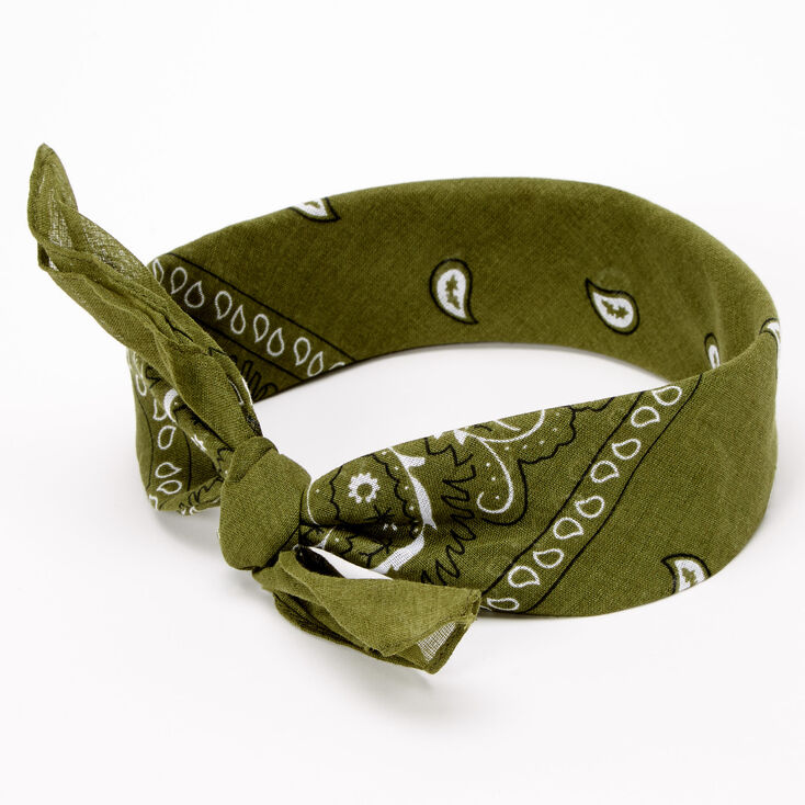 Claire's Bandeau bandana à motif cachemire olive