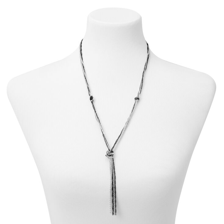 Mixed Metal Knotted Rope Long Necklace,