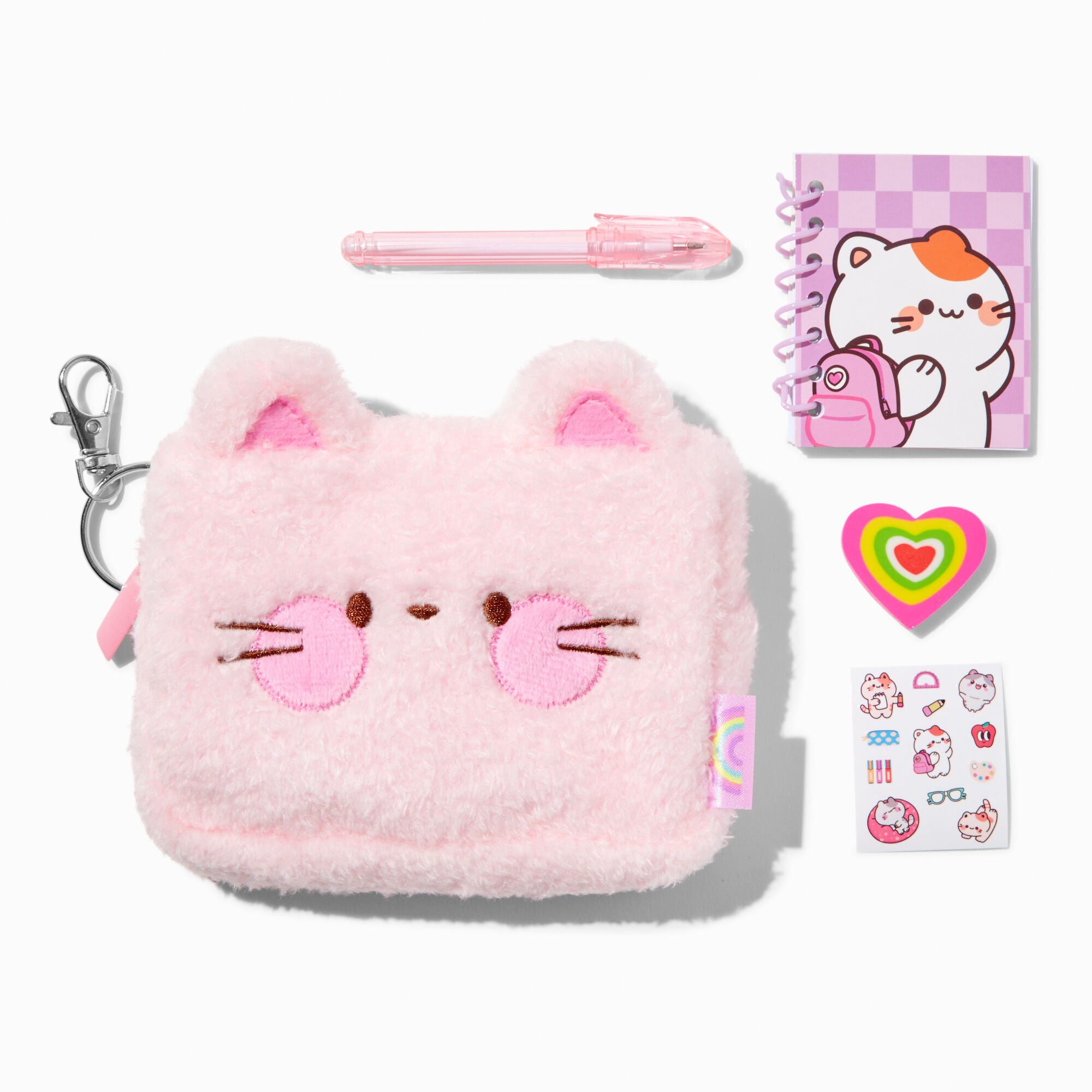 Pink Cat 4'' Mini Bag Stationery Set,