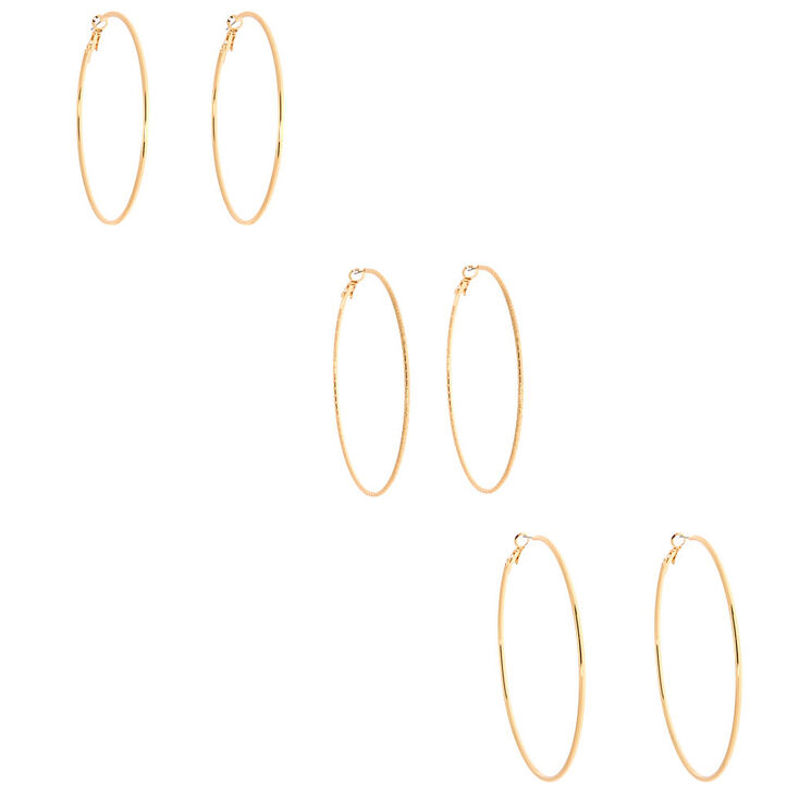 Gold-tone Graduated Hoop Earrings - 3 Pack,