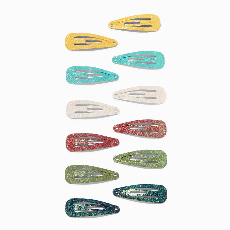 Claire&#39;s Club Jewel Tone Glitter Snap Hair Clips - 12 Pack,