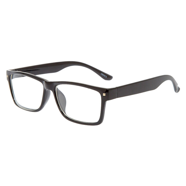 Black Rectangular Framed Geek Style Glasses,