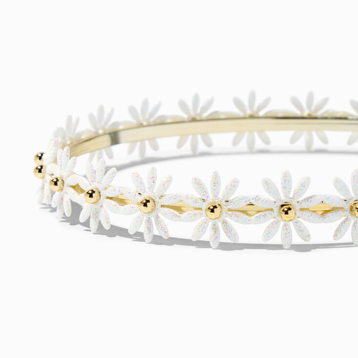 Claire&#39;s Club White Flower Metal Headband,