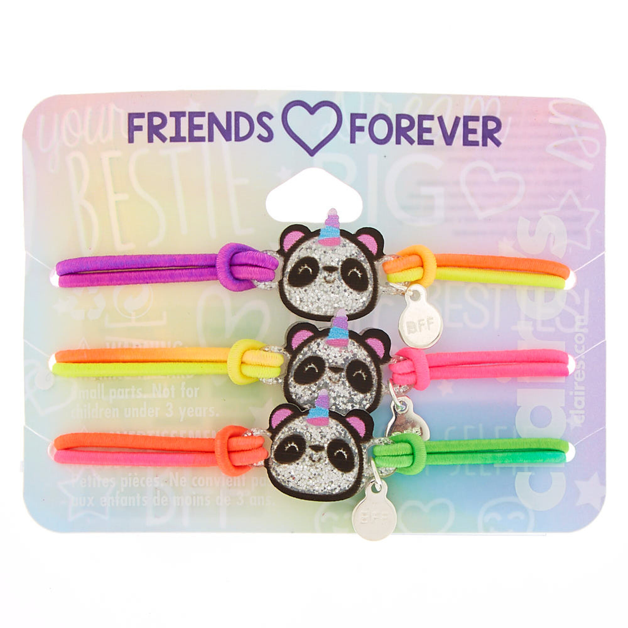 View Claires Neon Glitter Panda Stretch Friendship Bracelets 3 Pack information