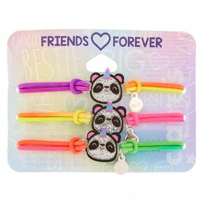 Neon Glitter Panda Stretch Friendship Bracelets - 3 Pack,