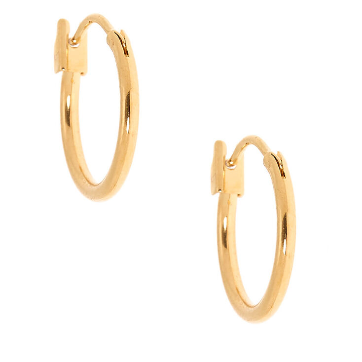 18K Gold Plated 14MM Hoop Earrings | Claire's US