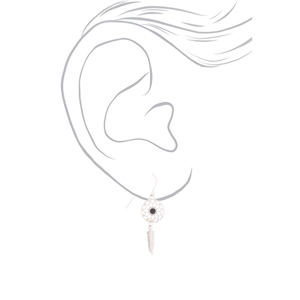 Silver Dreamcatcher and Feather Drop Earrings - 3 Pack,
