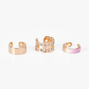 Gold Mixed Ear Cuffs - Pink, 3 Pack,