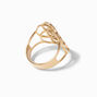 Gold-tone Stainless Steel Geometric Floral Ring,