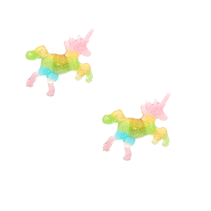 Glitter Rainbow Unicorn Stud Earrings,