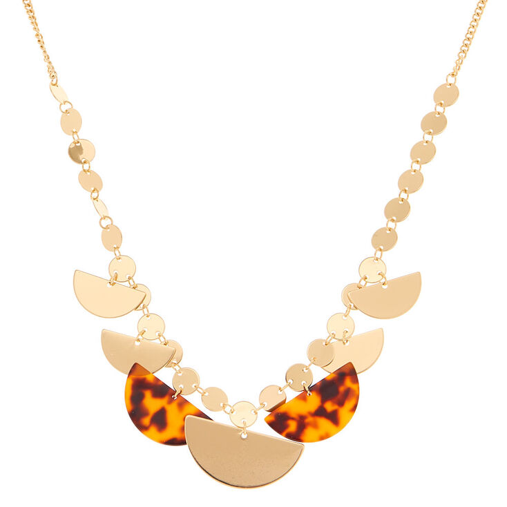 Gold Resin Tortoiseshell Statement Necklace - Brown,