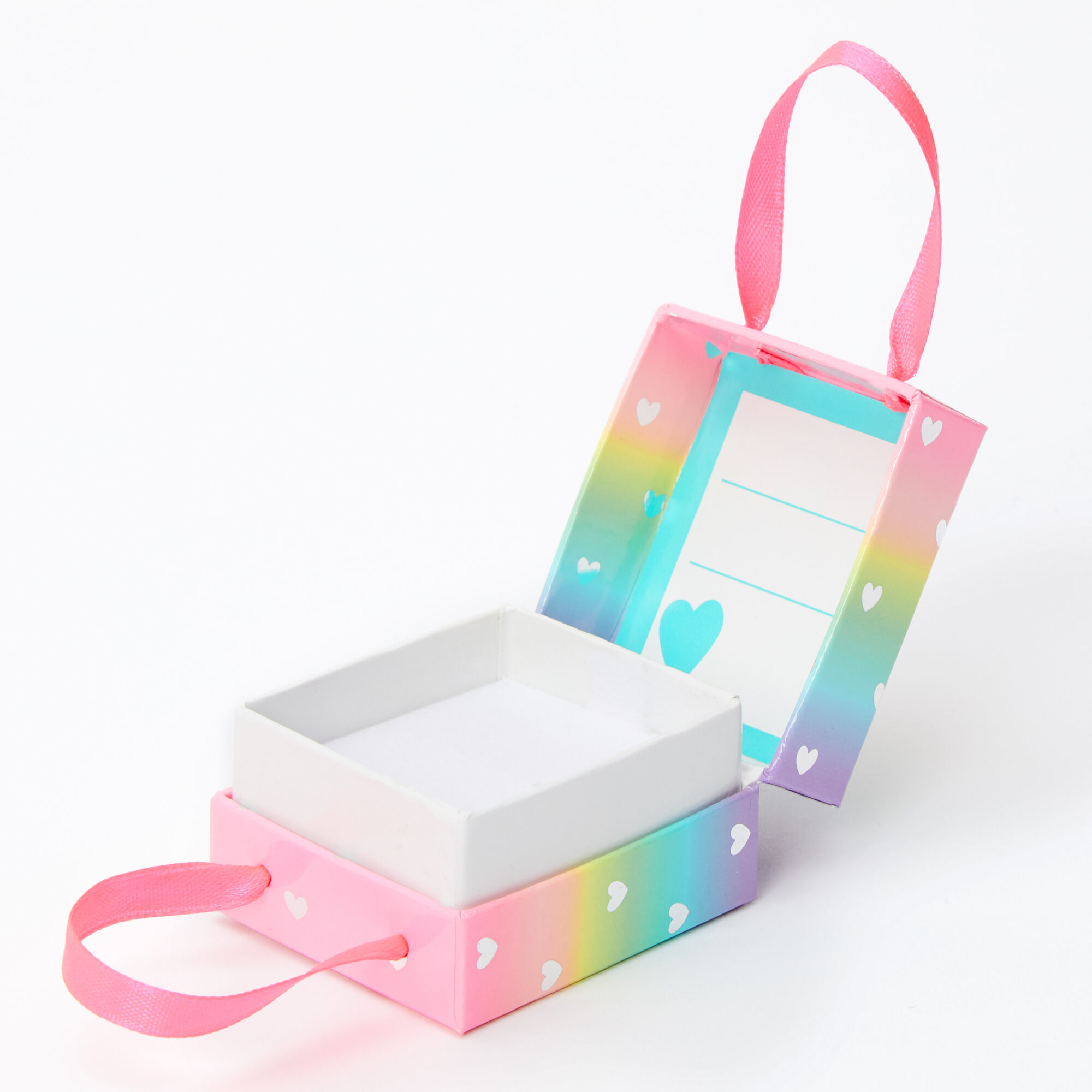 Petite boîte cadeau cœurs arc-en-ciel,