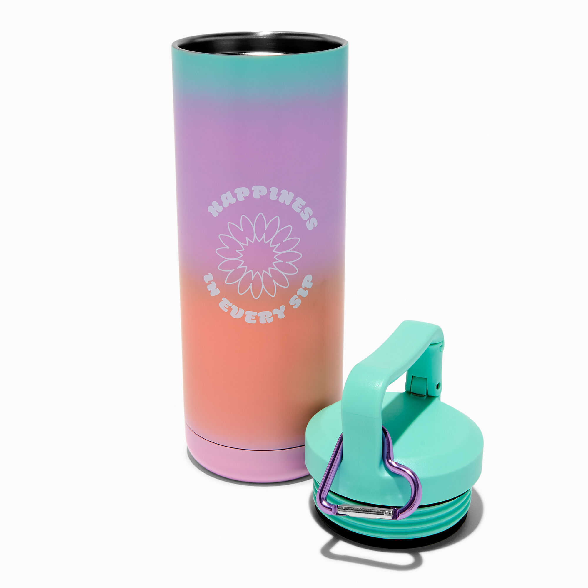 "Happiness In Every Sip" Ombré Stainless Steel Water Bottle,
