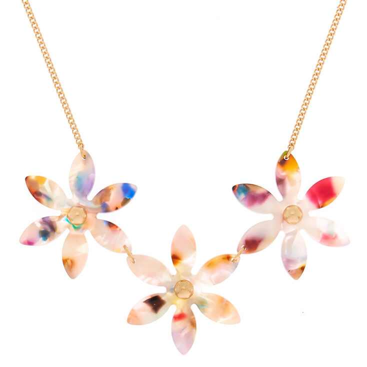 Resin Painted Flower Statement Necklace,