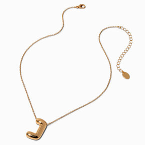 Gold-tone Bubble Initial Pendant Necklace - J,