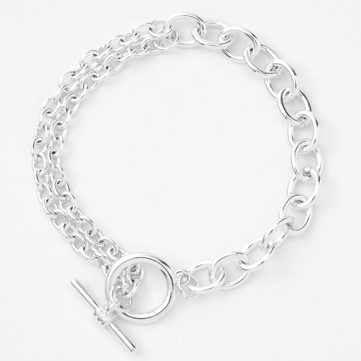 Silver Toggle Mixed Chain Link Bracelet,