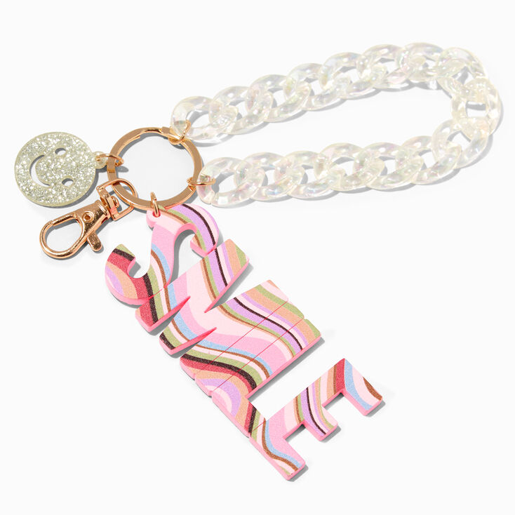 &quot;Smile&quot; Happy Face Wrist Strap Keychain,