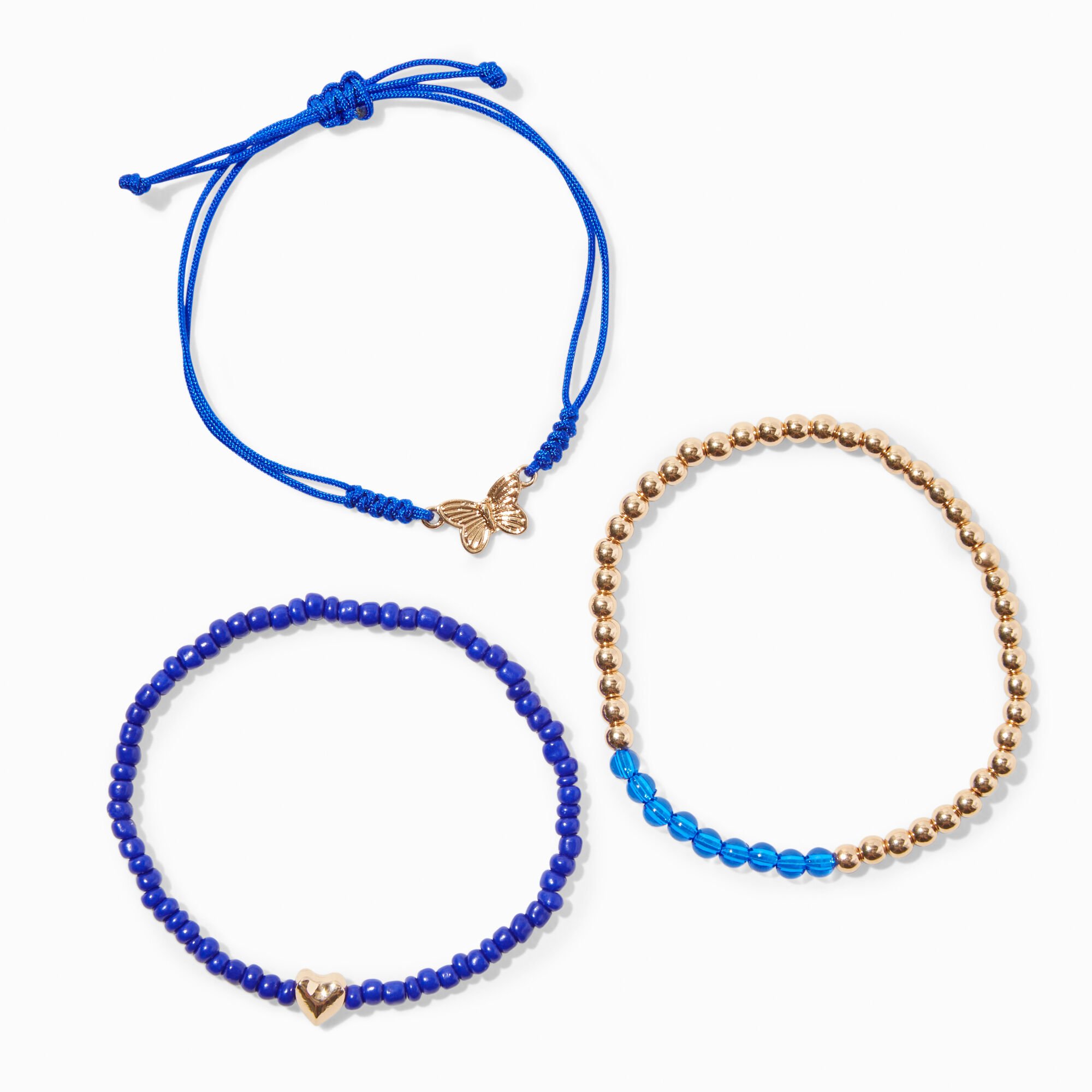 View Claires September Birthstone Beaded Stretch Bracelets 3 Pack Blue information