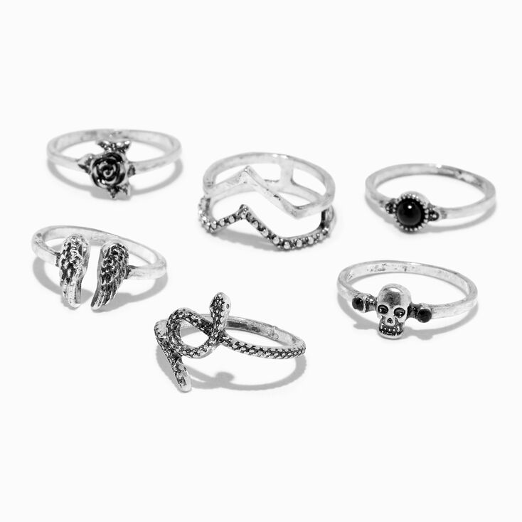 Silver Dark Arts Rings - 6 Pack,