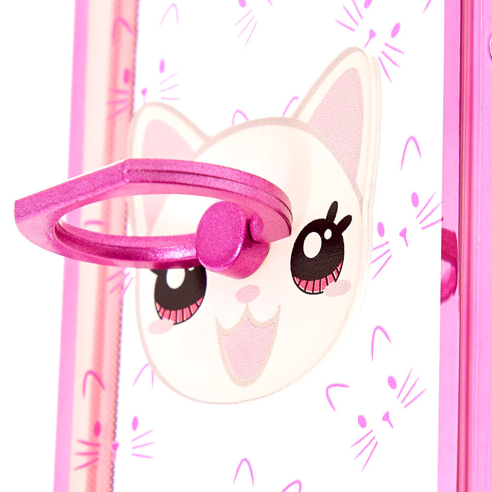 Pink Cat Ring Grip Phone Case,