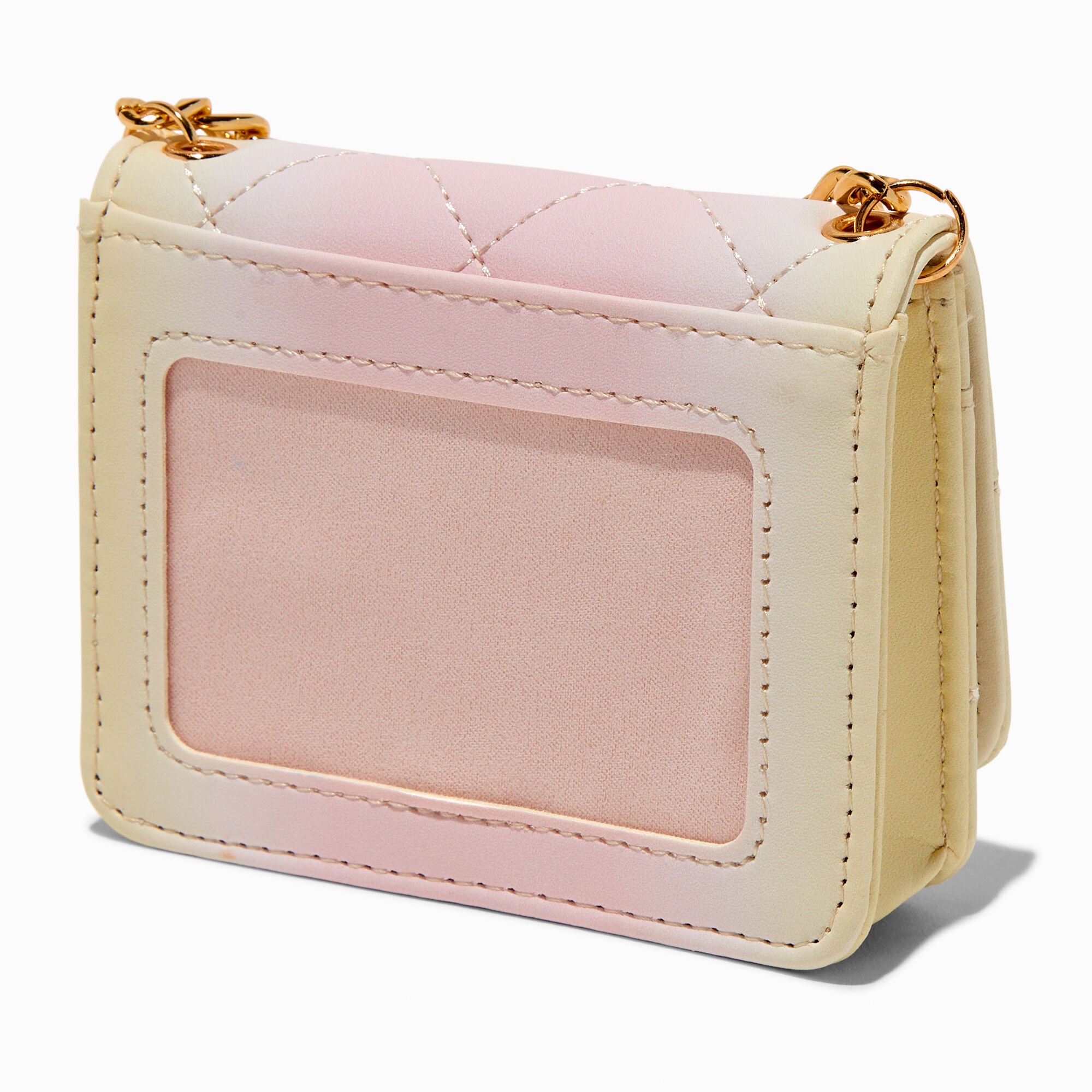 Étui pour cartes à bandoulière avec dégradé rose et jaune pastel,