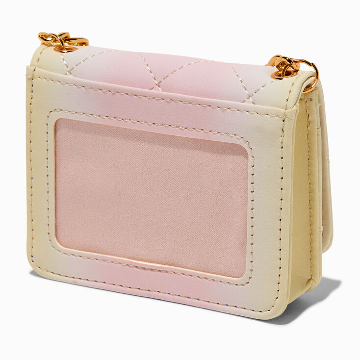 &Eacute;tui pour cartes &agrave; bandouli&egrave;re avec d&eacute;grad&eacute; rose et jaune pastel,