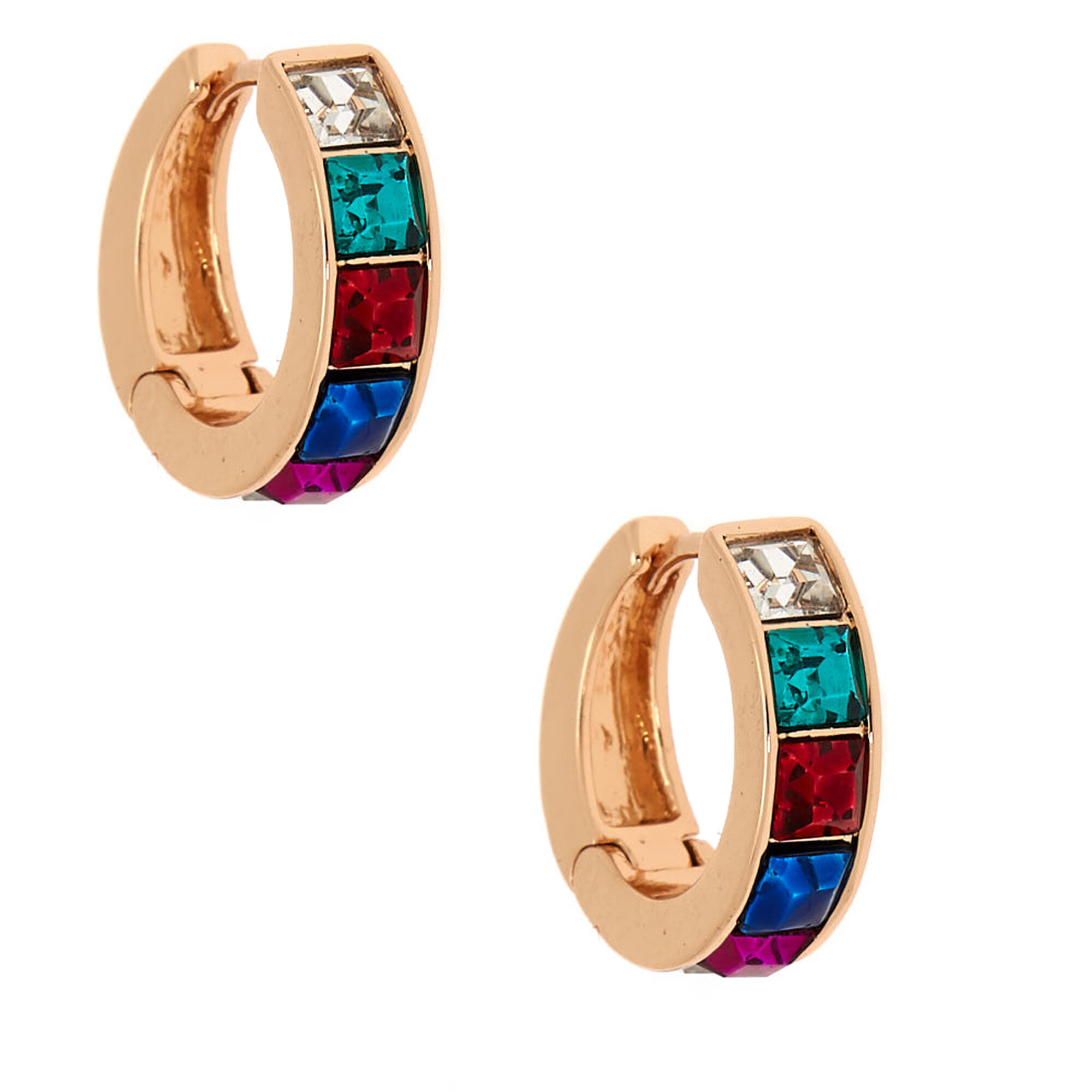 Gold 12mm Rainbow Hoop Earrings Claires Us