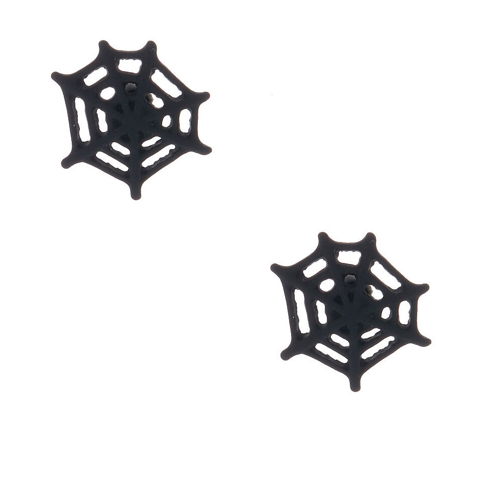 Spiderweb Stud Earrings - Black,