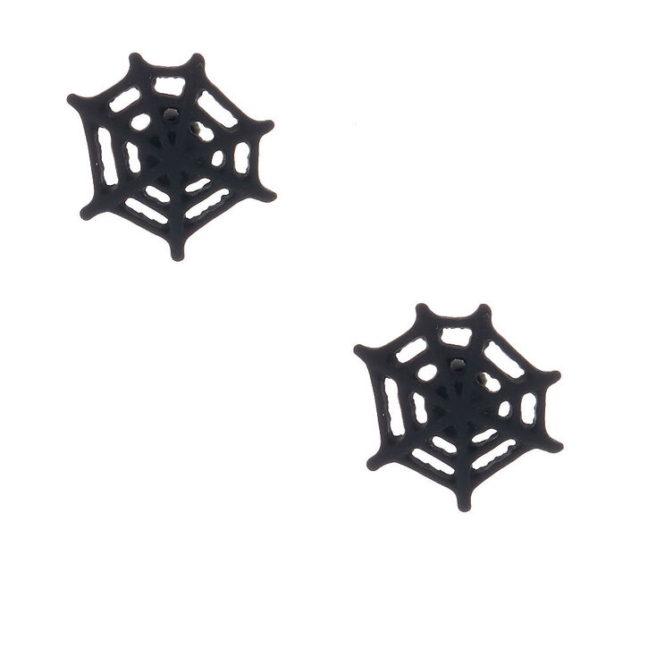 Clous d&rsquo;oreille noirs en forme de toile d&#39;araign&eacute;e,