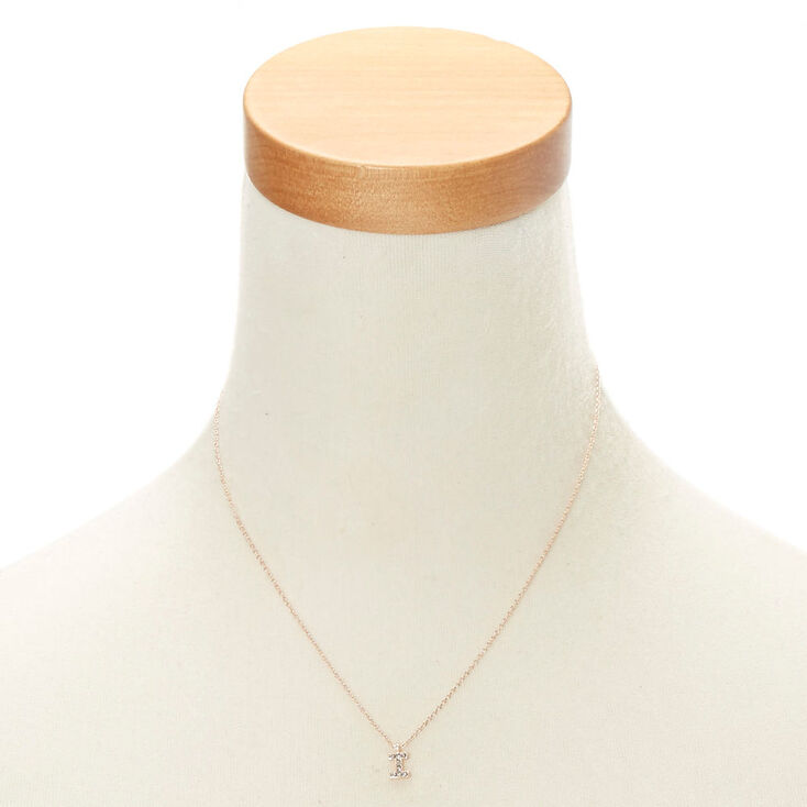 Rose Gold Embellished Initial Pendant Necklace - I,