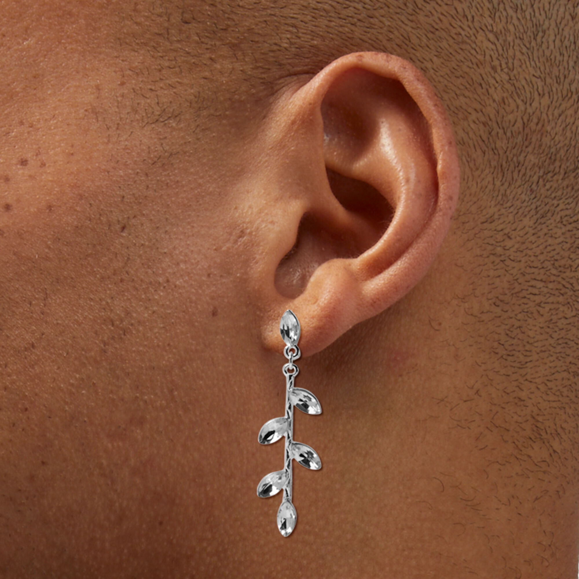 Silver-tone Crystal Vine 1.5" Drop Earrings,