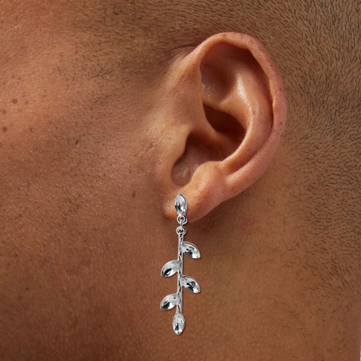 Silver-tone Crystal Vine 1.5&quot; Drop Earrings,