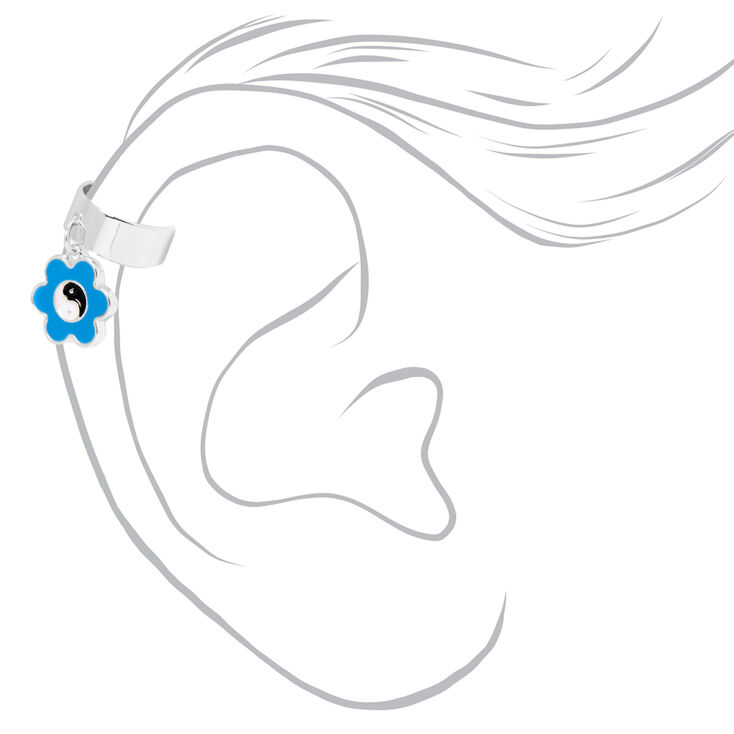 Yin Yang Flower Charm Ear Cuff - Blue,