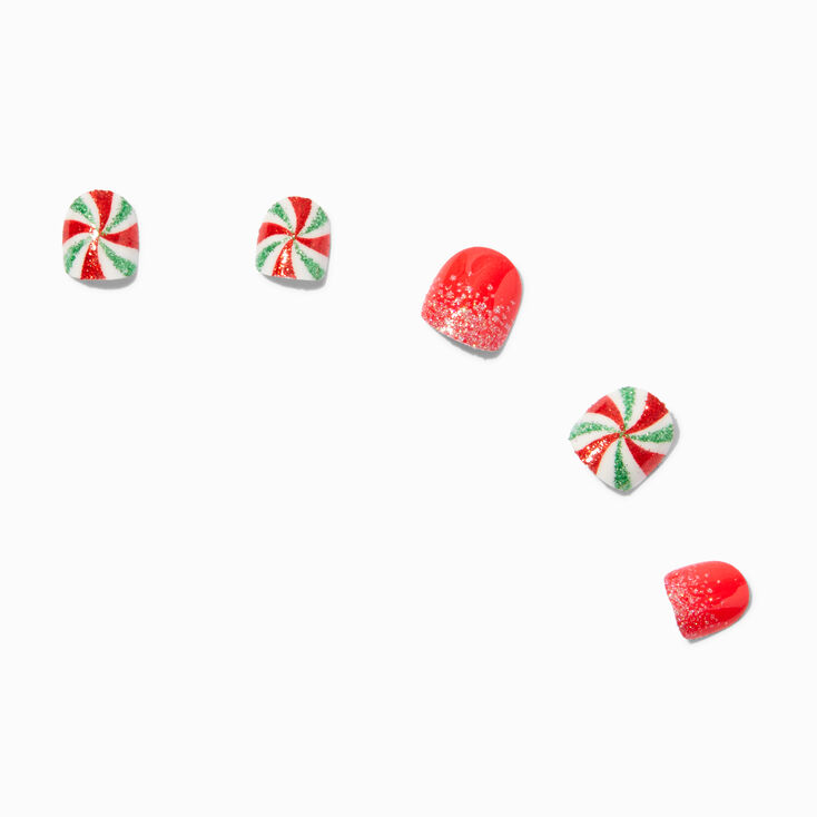 Claire&#39;s Club Red Lollipop Square Press On Vegan Faux Nail Set - 10 Pack,