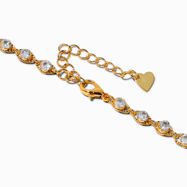 C LUXE by Claire&#39;s 18k Yellow Gold Plated Cubic Zirconia Chain Necklace,