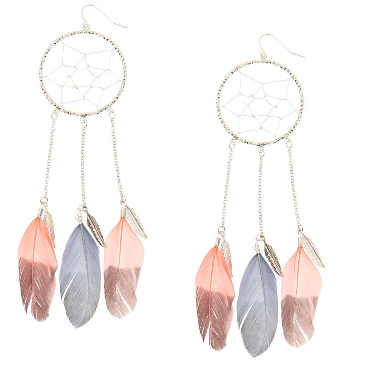 Claire's Pendants d'oreilles attrape-rêves roses et gris