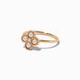 Gold-tone Pearl Clover Ring,