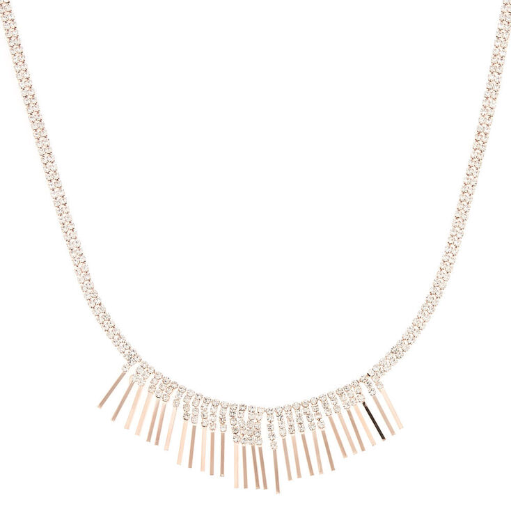 Claire's Collier volumineux style plastron couleur doré rose avec strass en verre
