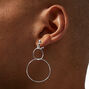 Silver Wire Circles 2&#39;&#39; Clip On Drop Earrings,