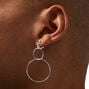 Silver-tone Wire Circles 2&#39;&#39; Clip-On Drop Earrings,