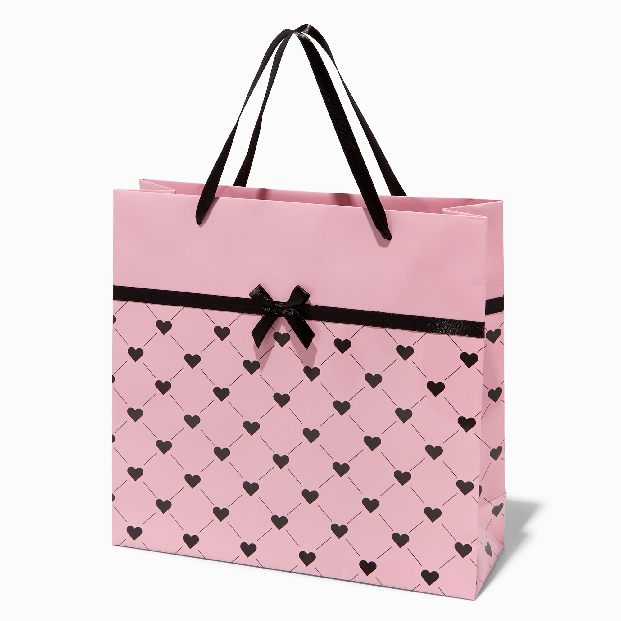 View Claires Large Heart Quilted Gift Bag Pink information