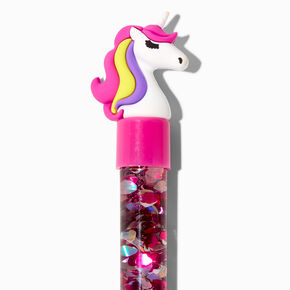 Pink Unicorn Water-Filled Heart Glitter Pen,