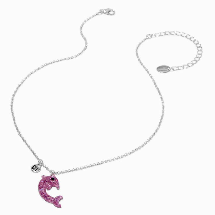 Best Friends Glittery Dolphin Pendant Necklaces - 2 Pack,