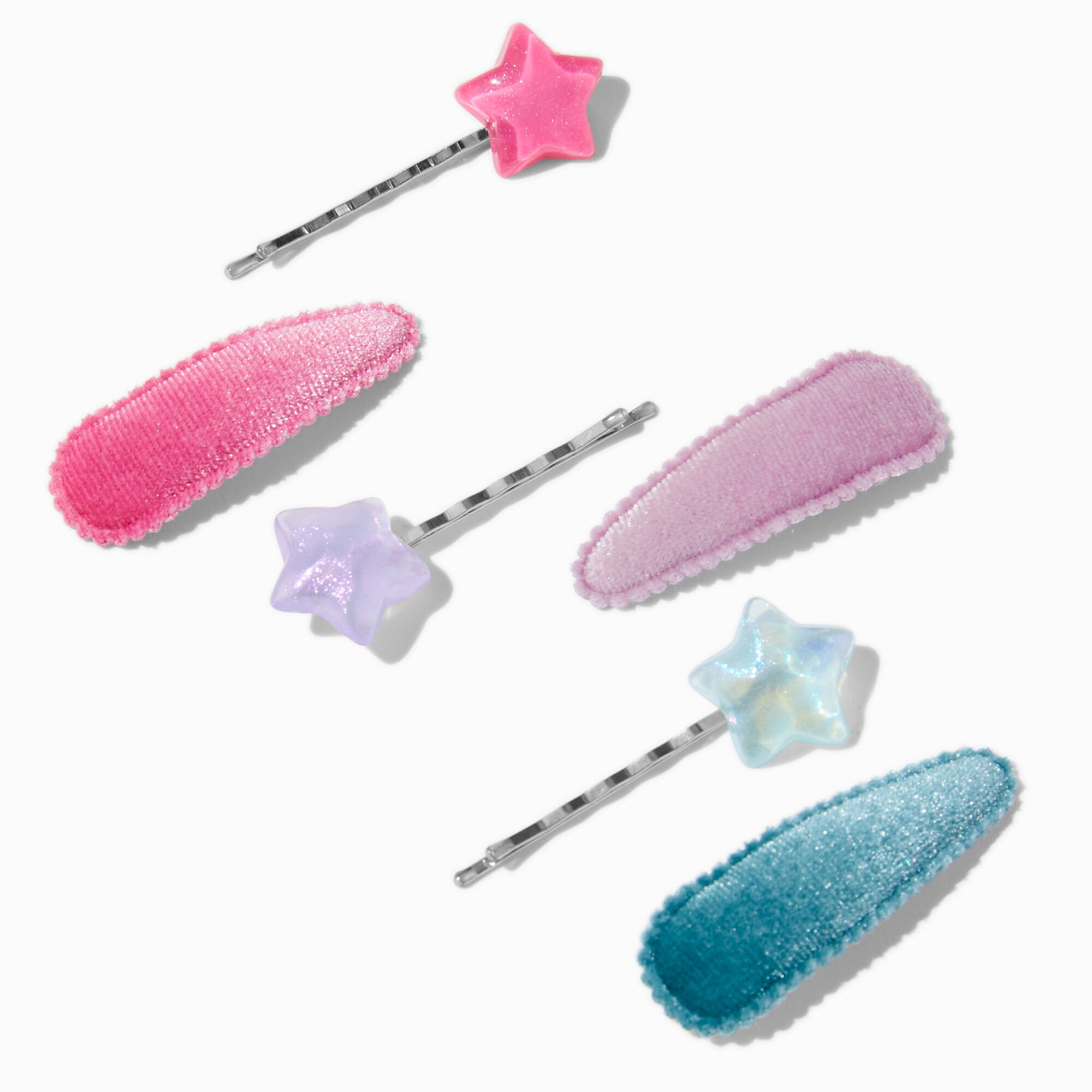 Claire's Club Jewel Tone Star Pin & Velvet Hair Clips - 6 Pack,