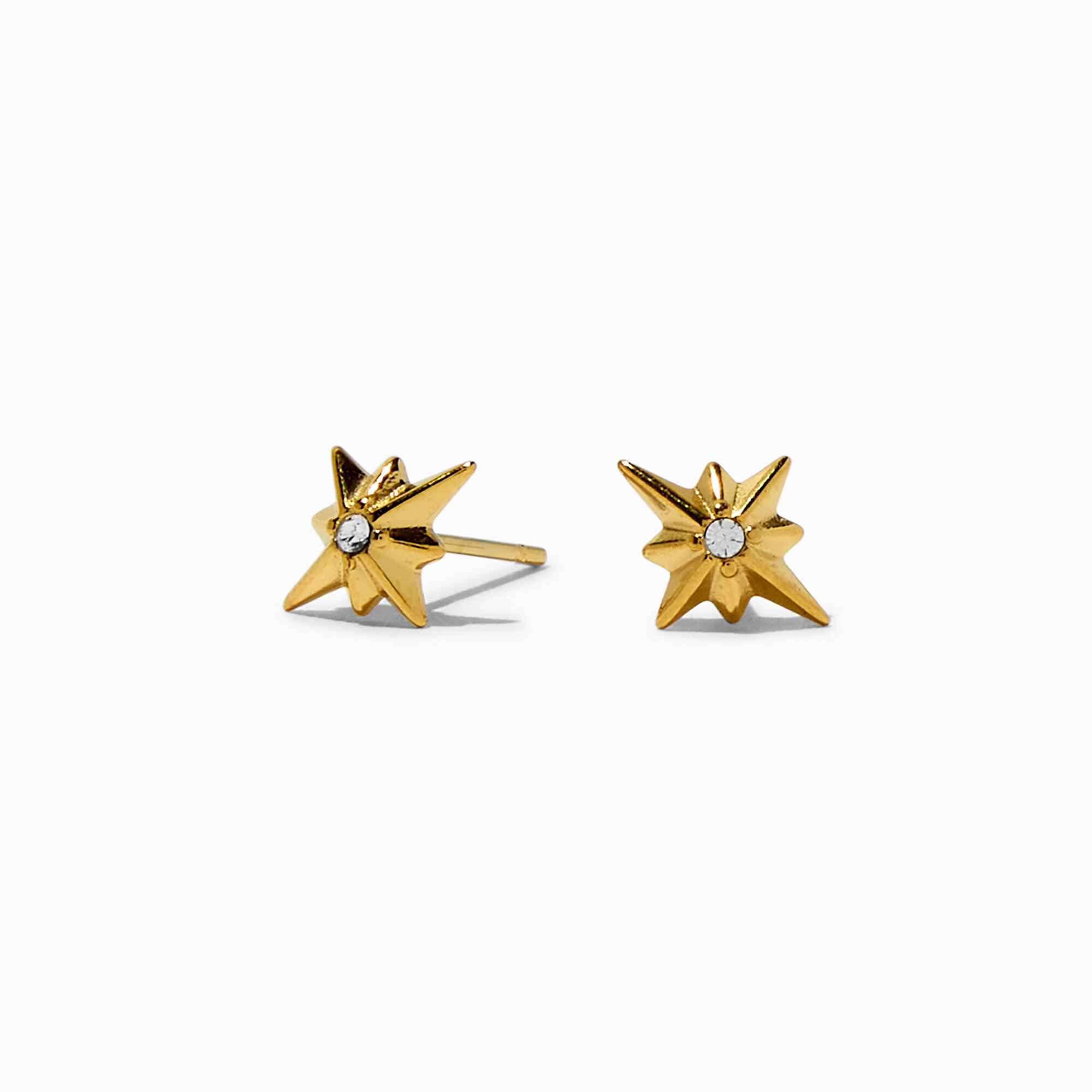 Gold tone Stainless Steel Crystal Star Stud Earrings