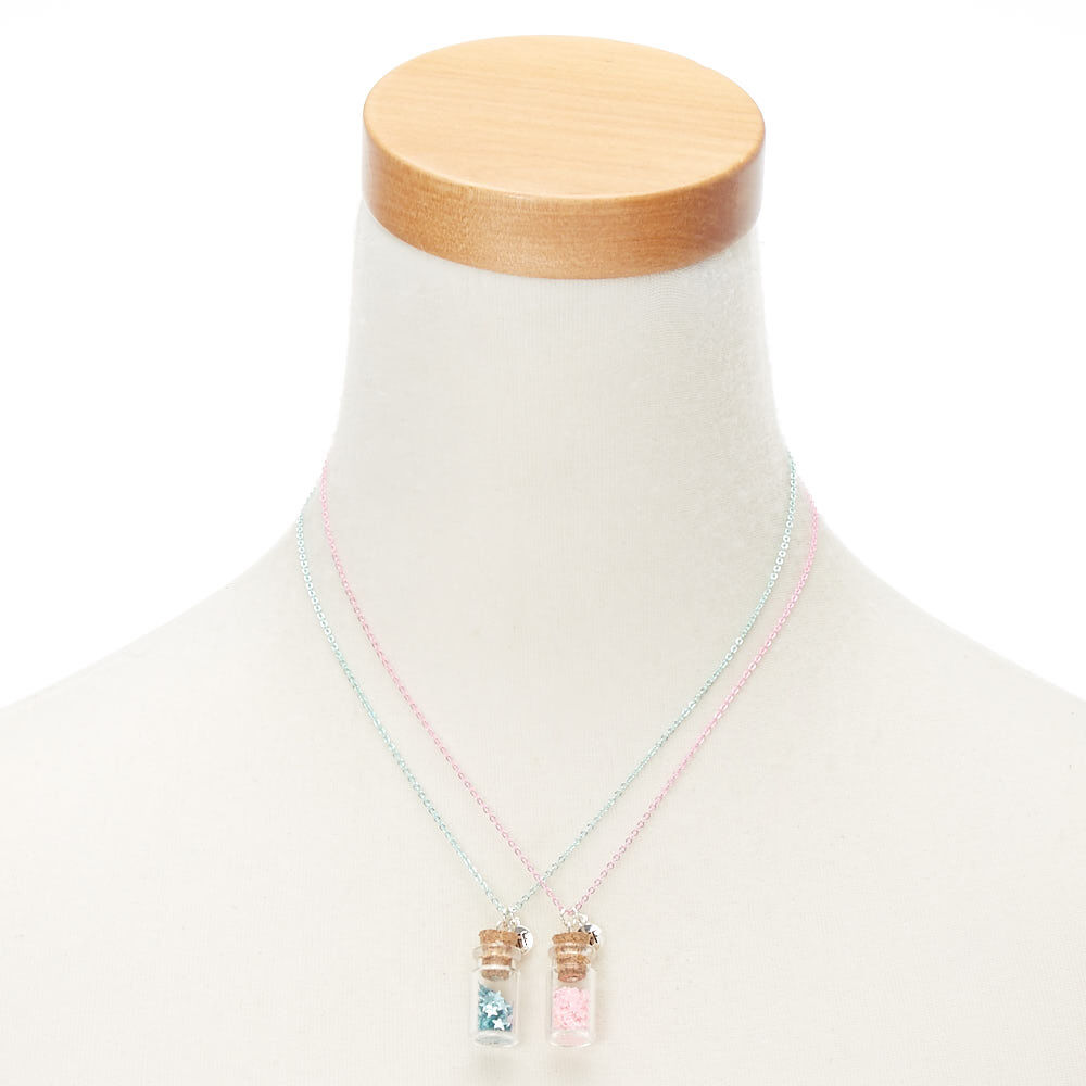 Lot de 2 colliers best friends à pendentif avec confettis étoilés,