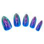 Electric Metallic Faux Nail Set - Blue, 24 Pack,