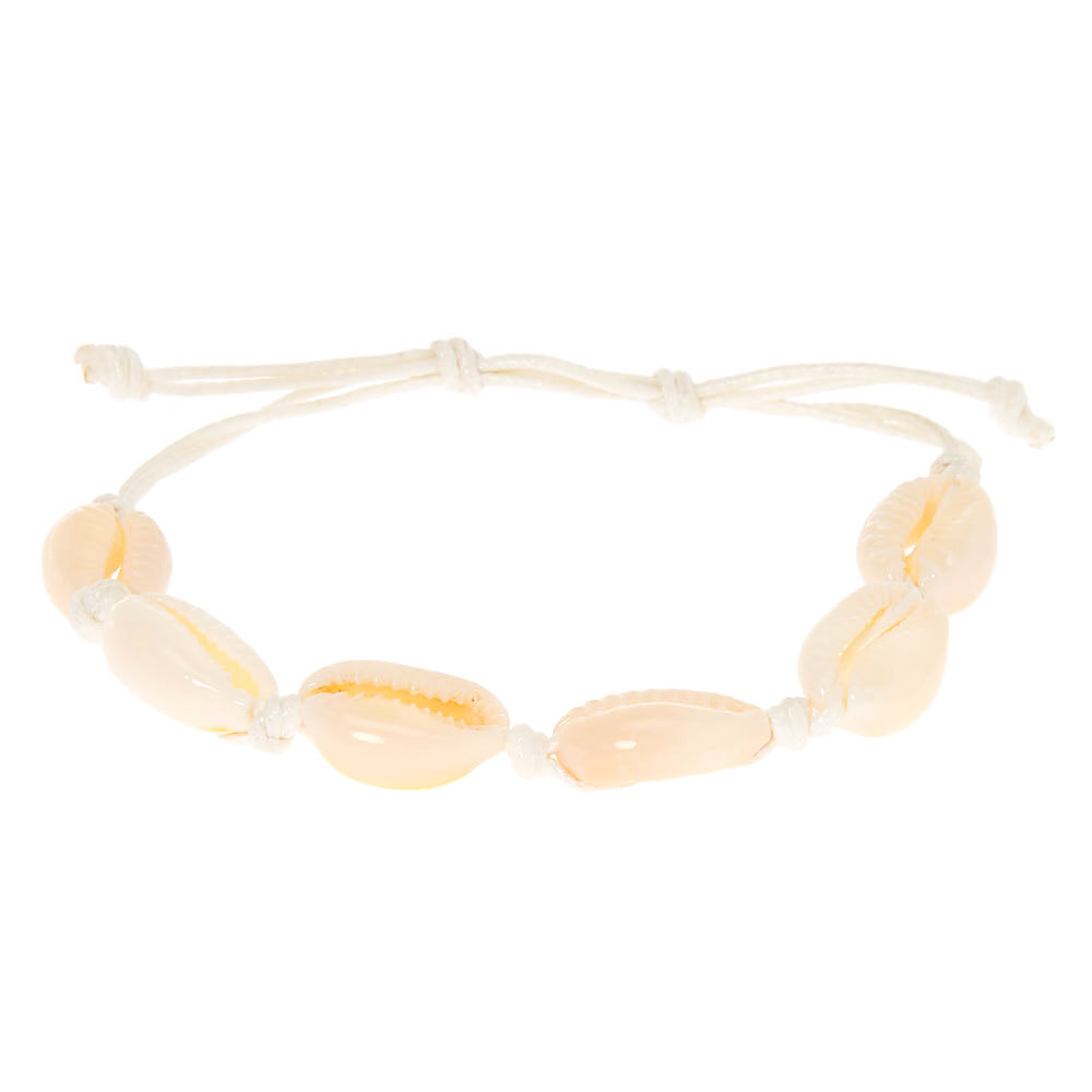 Cowrie Shell Adjustable Bracelet - White,