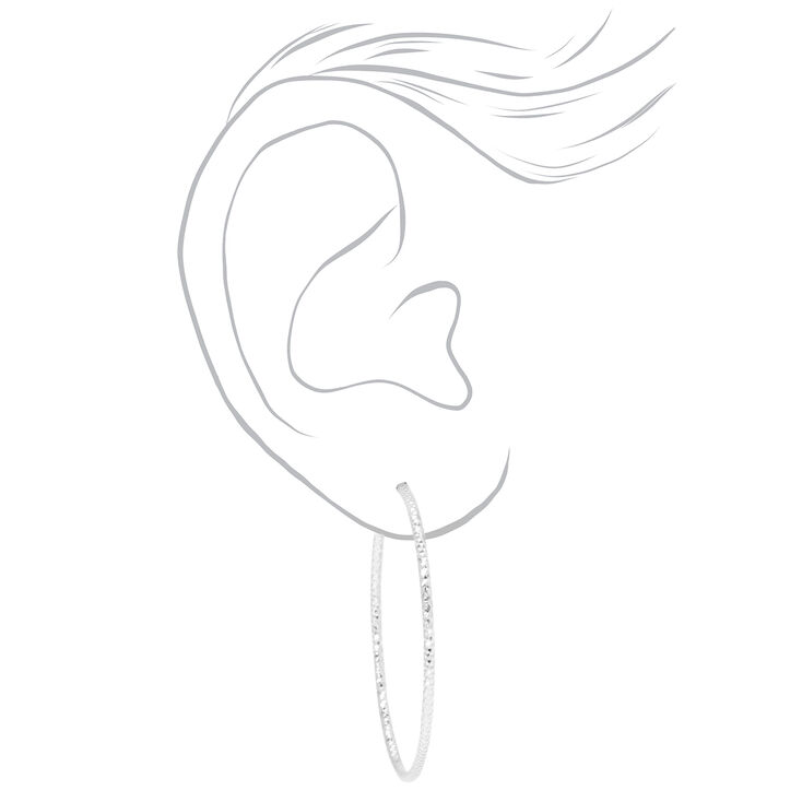 Silver 40MM Laser Cut Hoop Earrings,