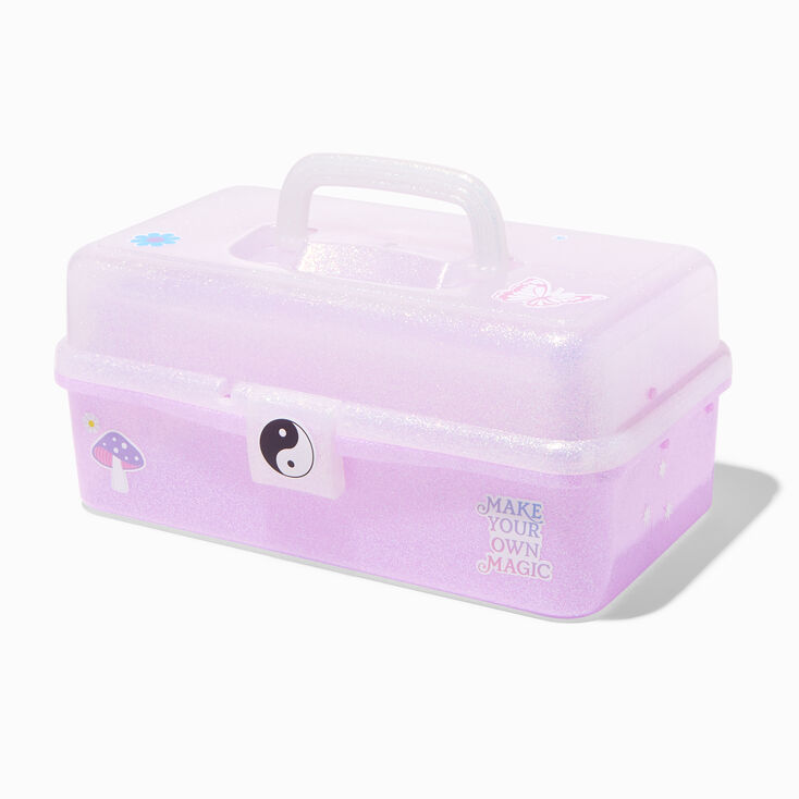 Purple Glitter Makeup Case with Stickers,